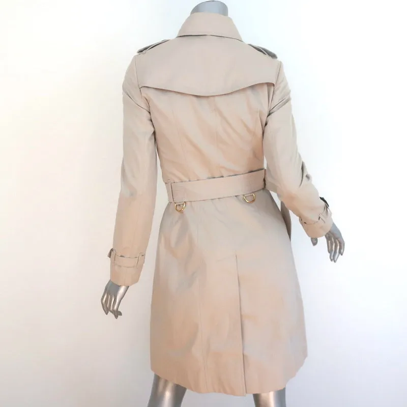 Burberry London Double Breasted Trench Coat Beige with Pink Buttons Size US 4