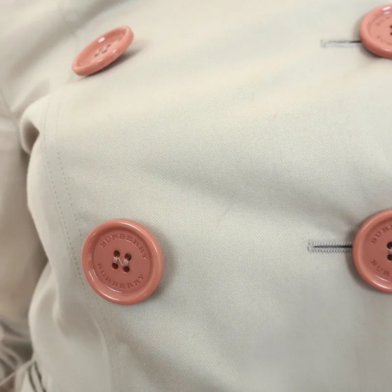 Burberry London Double Breasted Trench Coat Beige with Pink Buttons Size US 4
