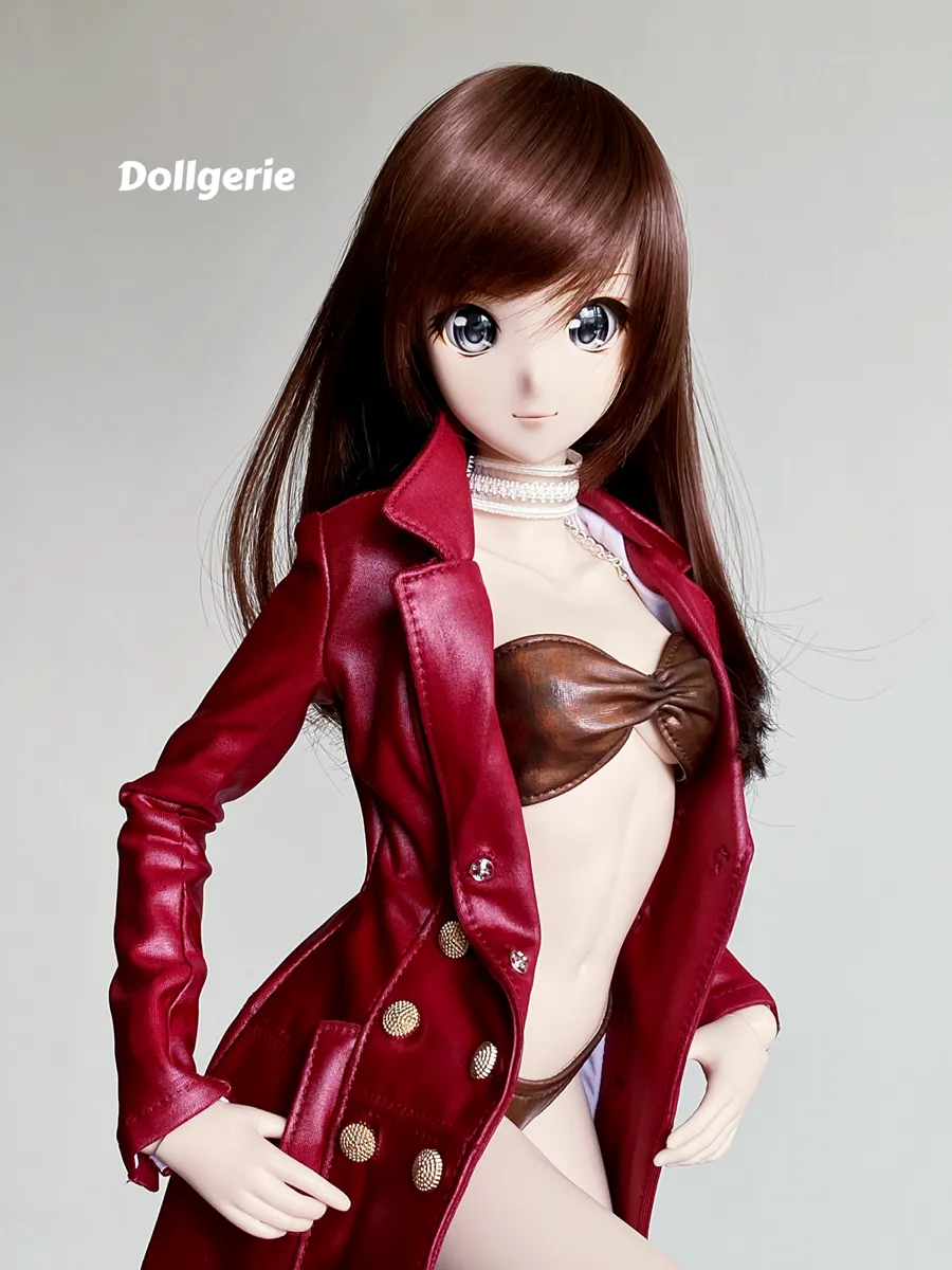 Burgundy Double Breasted Trench Coat for SmartDoll