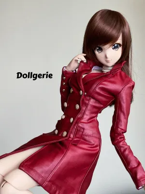 Burgundy Double Breasted Trench Coat for SmartDoll