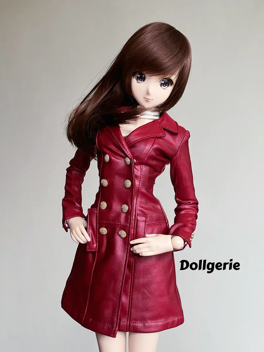 Burgundy Double Breasted Trench Coat for SmartDoll
