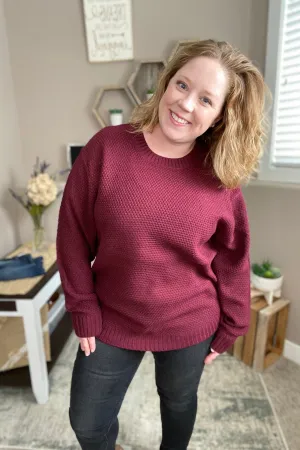 Burgundy Hi-Lo Long Sleeve Sweater