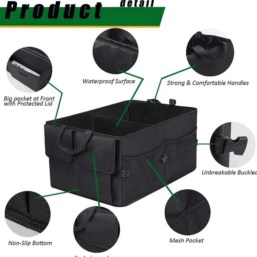 Car Trunk Organizer, Custom-Fit For Car, Foldable Car Trunk Storage Box, Storage Bag, Waterproof, Dust-proof, Stain-Resistant, Car Accessories WARA229