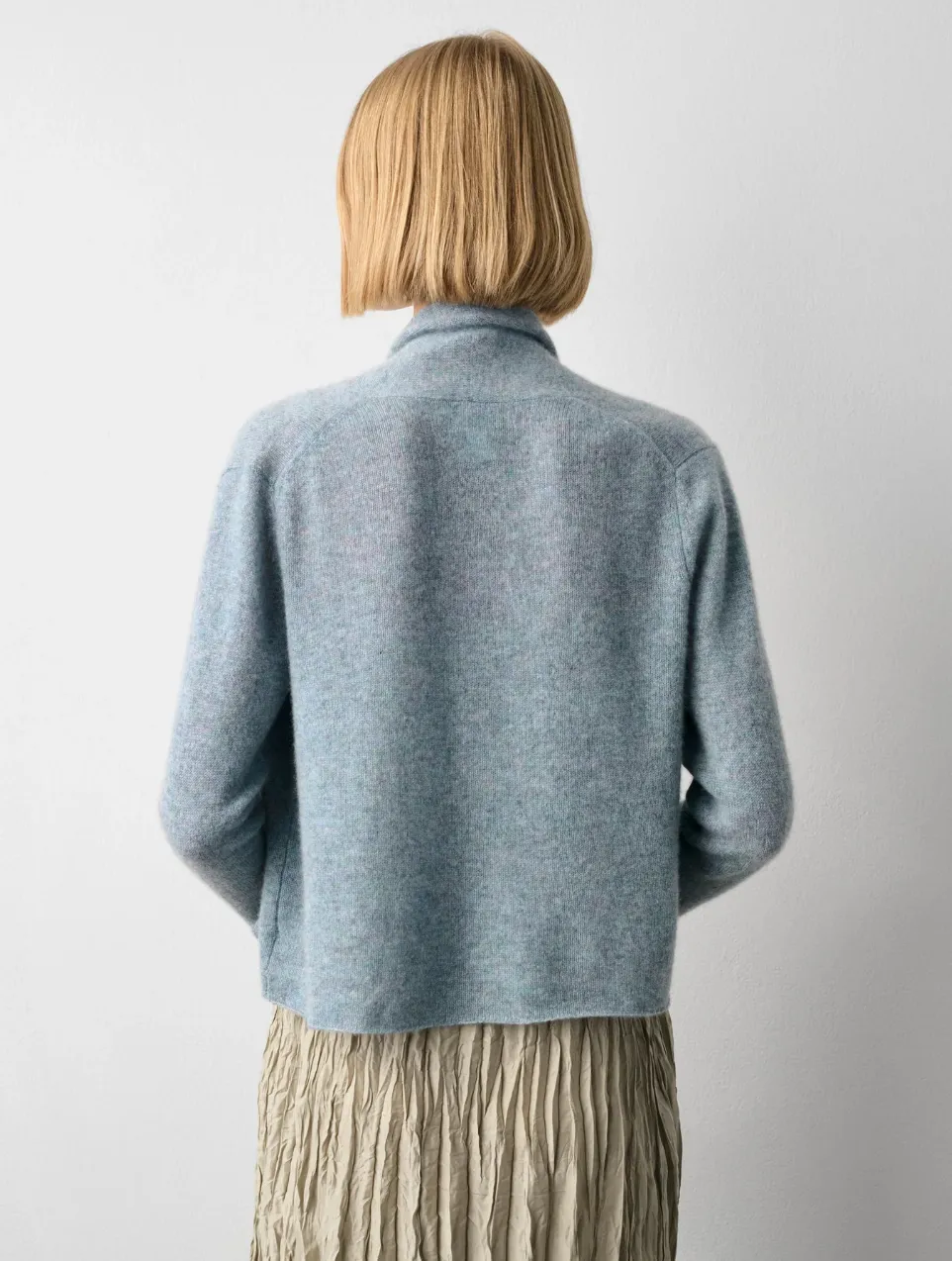 CASHMERE SHRUNKEN TRAPEZE IN BLUESTONE HEATHER