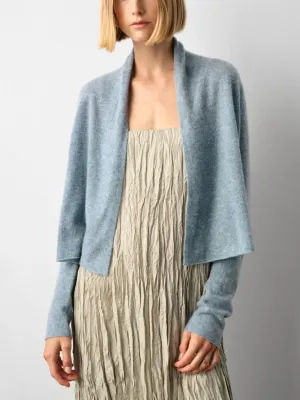 CASHMERE SHRUNKEN TRAPEZE IN BLUESTONE HEATHER