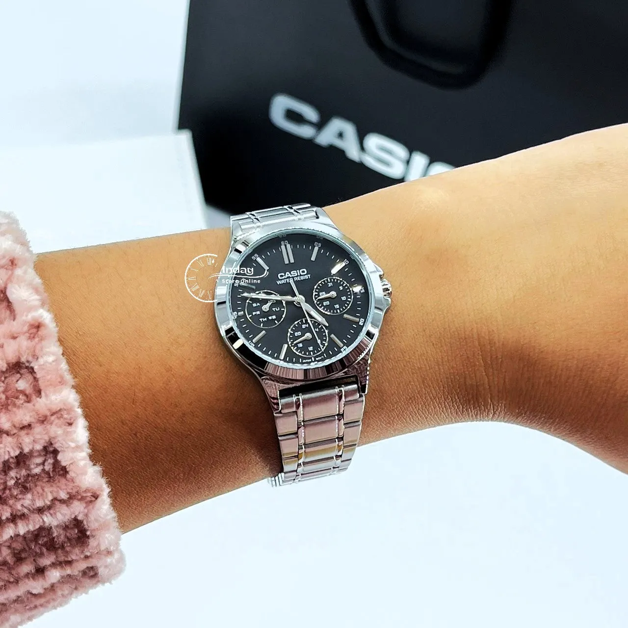 Casio Standard Women's Watch LTP-V300D-1A Silver Plated Stainless Steel Strap