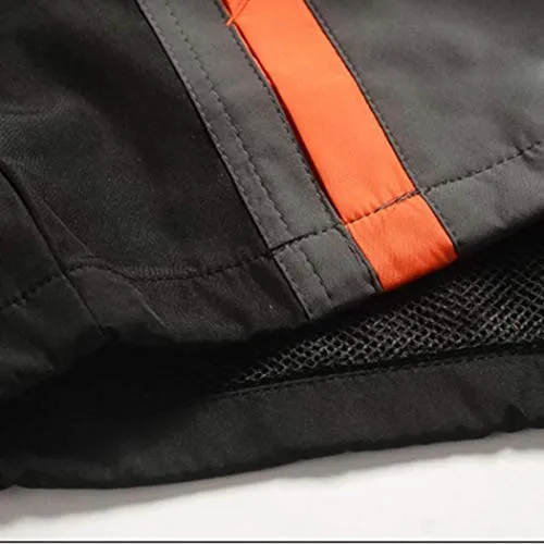 CBlue Men's Running Windbreaker Gym and Sports Tracksuit (Large, Black / Grey / Orange)