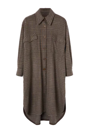 Checked Oversize Shirt Coat