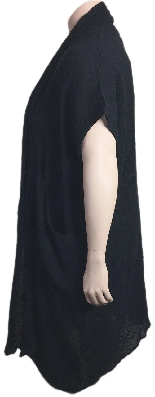 Cheyenne Long Black Linen Vest