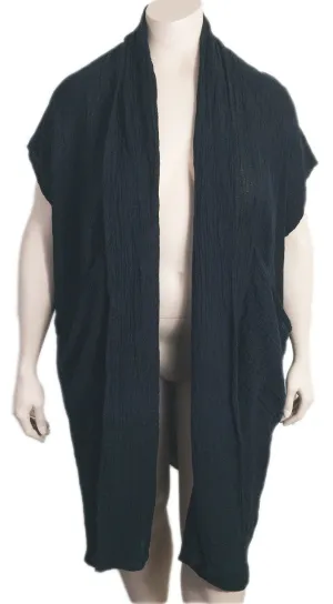 Cheyenne Long Black Linen Vest
