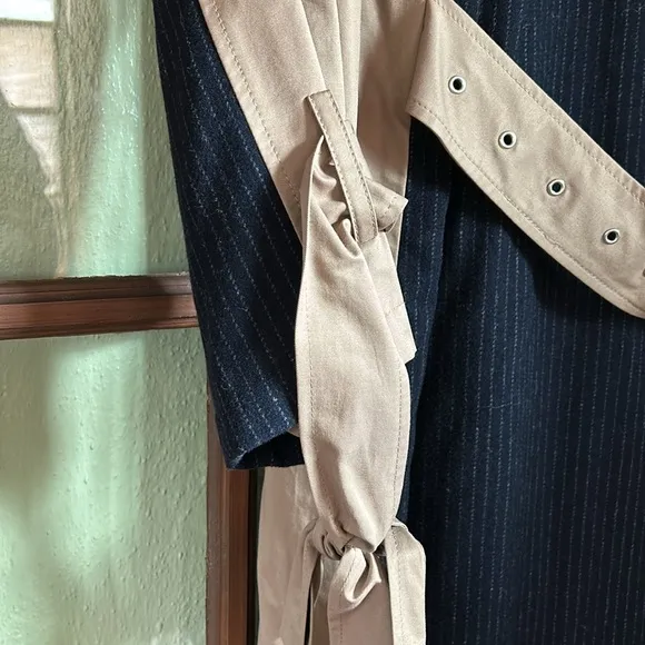 CHIC SPRING TRENCH_NWT $149! Zara Tan Double-Breasted Mixed Fabric Trench Jacket