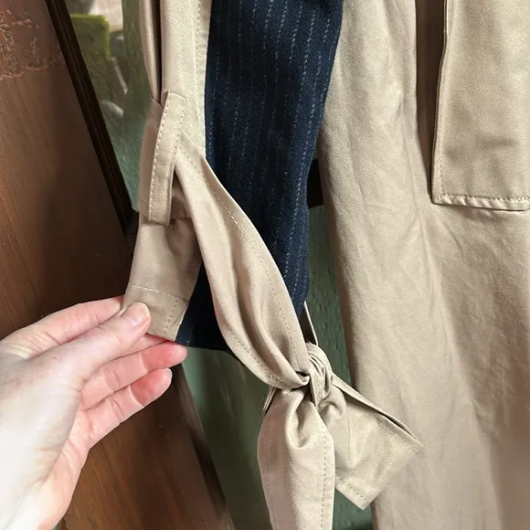 CHIC SPRING TRENCH_NWT $149! Zara Tan Double-Breasted Mixed Fabric Trench Jacket
