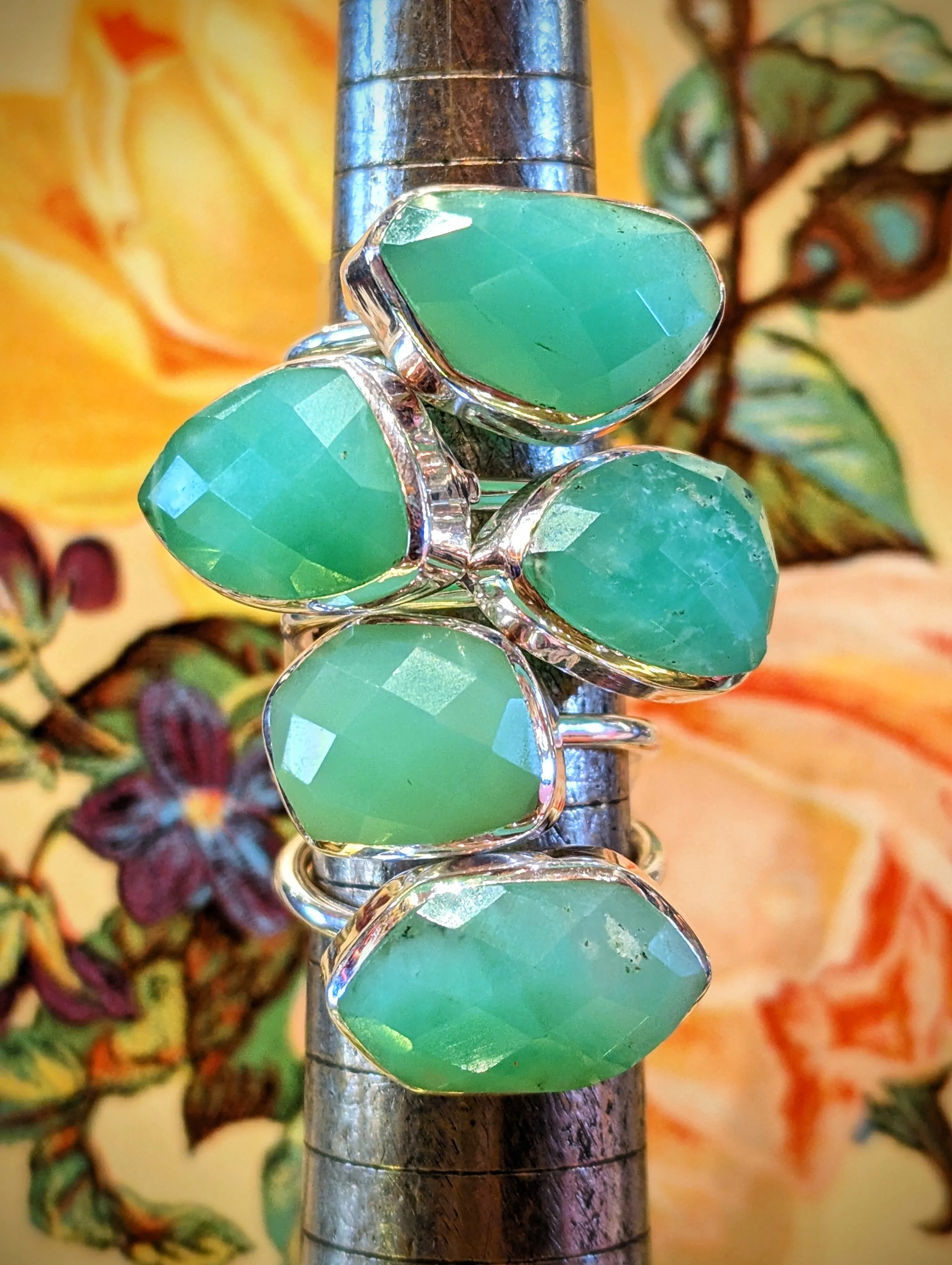 Chrysoprase rings