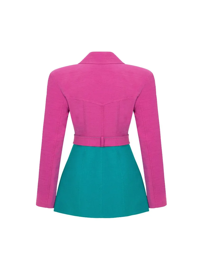 Color Block Double Breasted Jacket