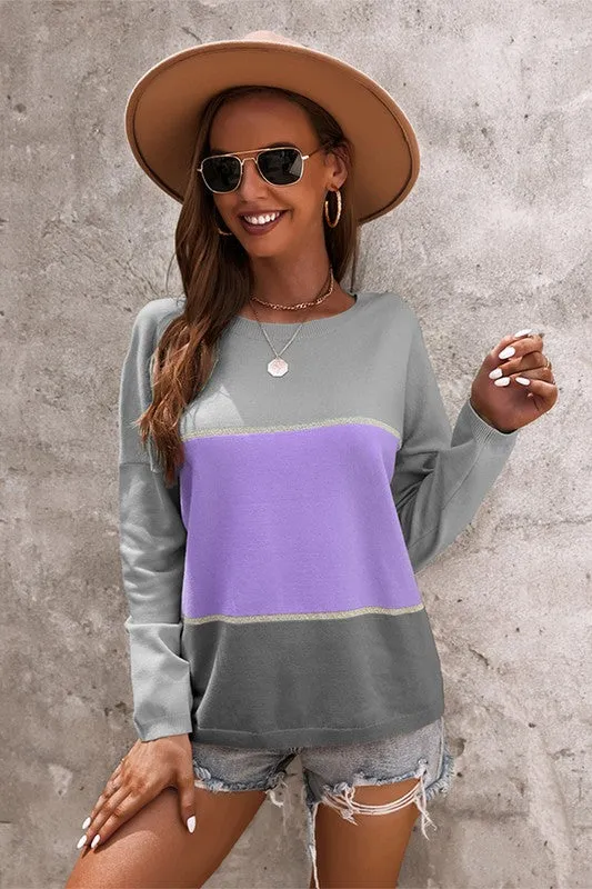 Colorblock Long Sleeve Sweater