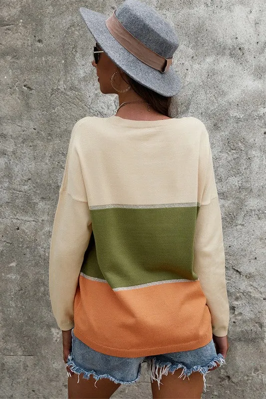 Colorblock Long Sleeve Sweater