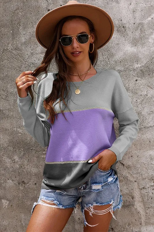 Colorblock Long Sleeve Sweater