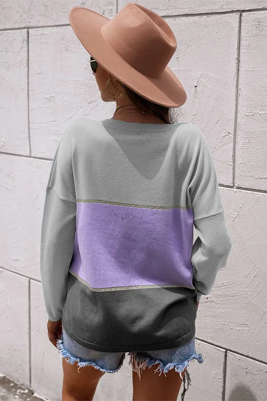 Colorblock Long Sleeve Sweater