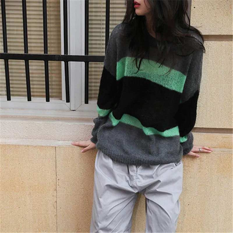 Contrasting Color Sweater Loose Pullover Sweater ER5843