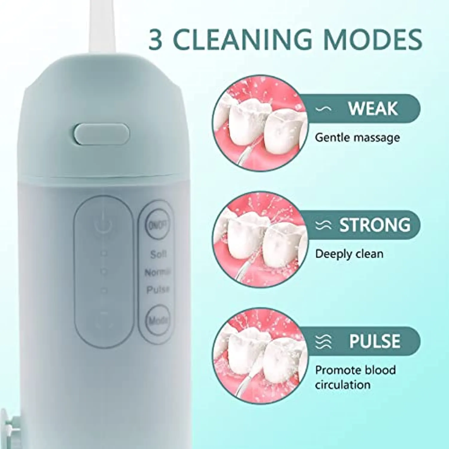 Cordless Water Flosser, Dental Oral Irrigator, MuralMax Professional 300ML Water Teeth Cleaner 3 Modes with 4 Replaceable Jet Tips & Detachable Water Tank for Home Travel Braces Bridges Care IPX7