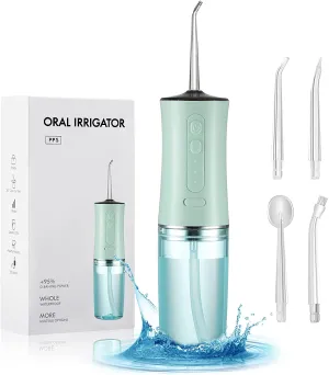 Cordless Water Flosser, Dental Oral Irrigator, MuralMax Professional 300ML Water Teeth Cleaner 3 Modes with 4 Replaceable Jet Tips & Detachable Water Tank for Home Travel Braces Bridges Care IPX7