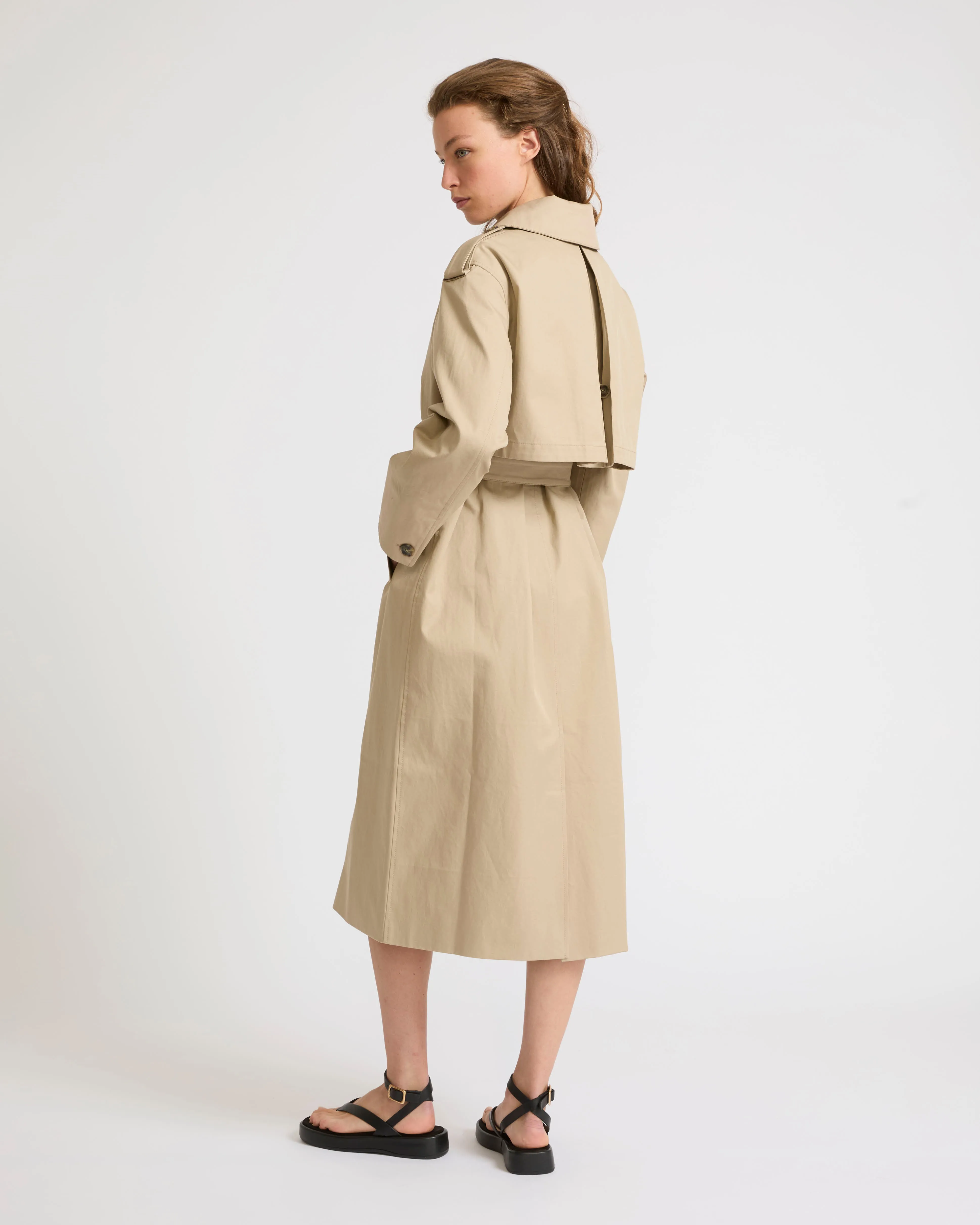Cotton gabardine trench coat