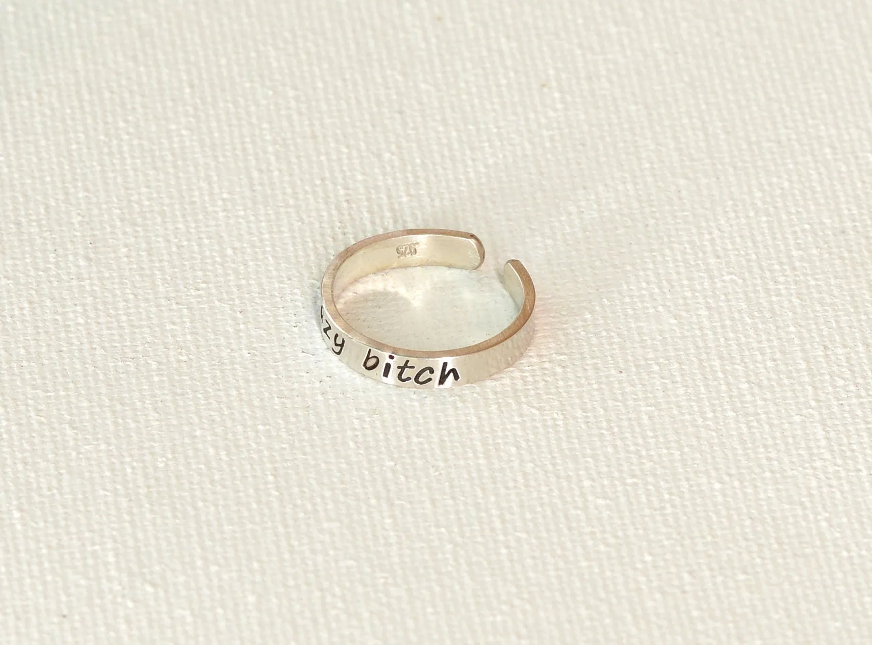 Crazy Bit@h Sterling Silver Toe Ring