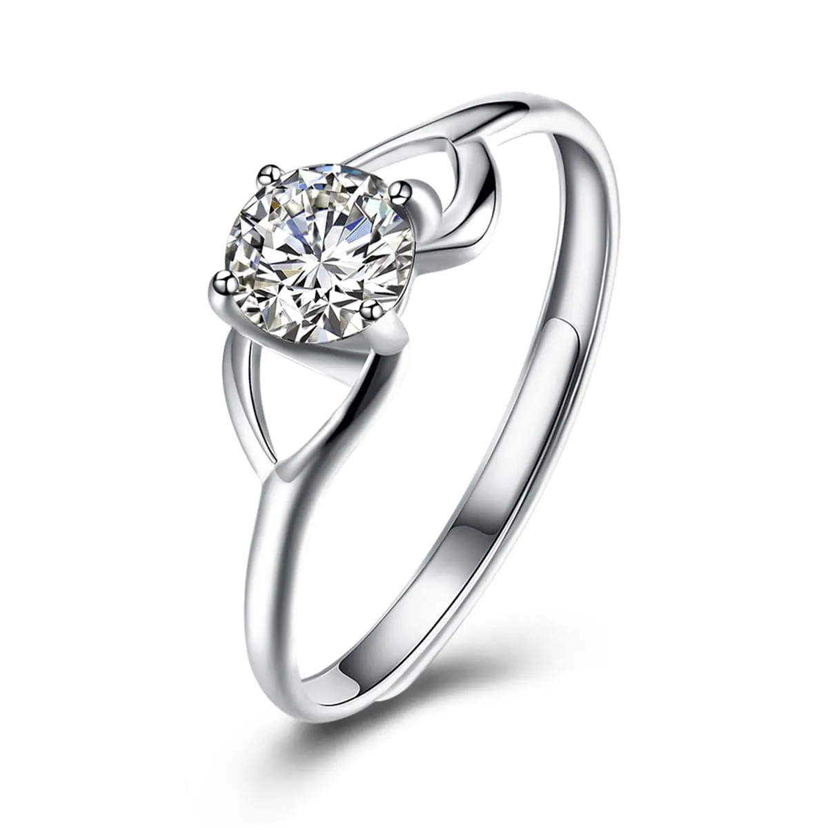 Crystal & Sterling Silver Adjustable Openwork Club Ring