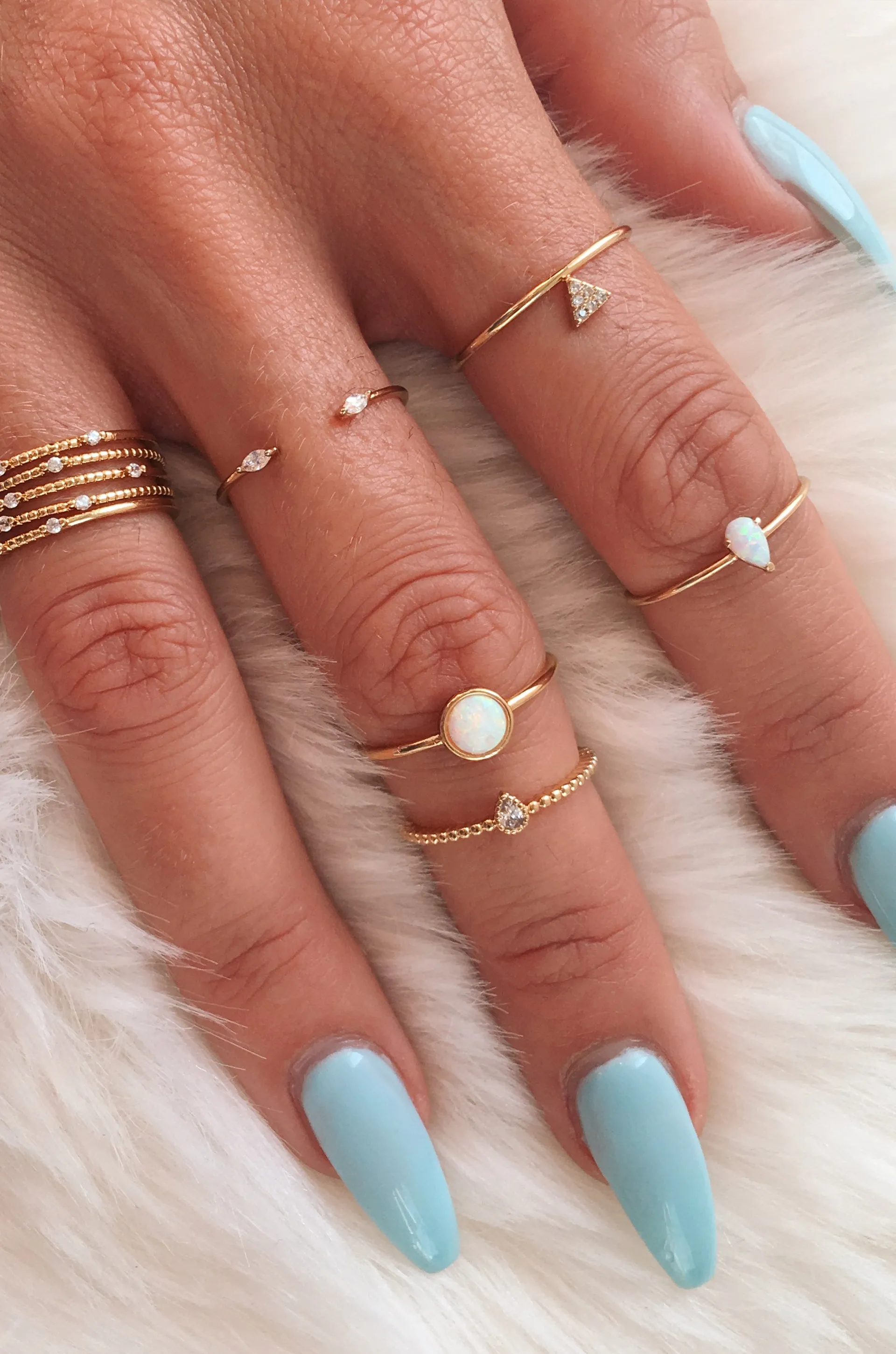 Crystal Poppy 18kt Gold Plated Adjustable Ring Set