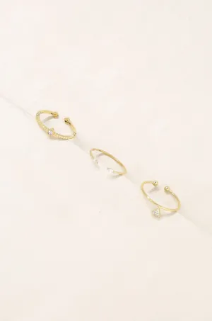 Crystal Poppy 18kt Gold Plated Adjustable Ring Set