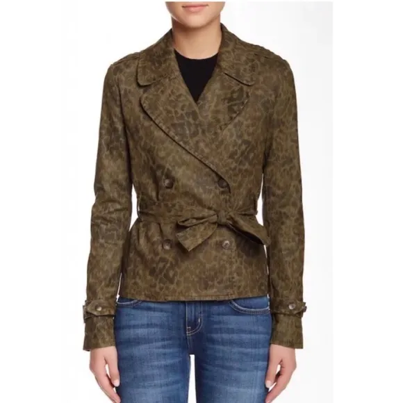Current/Elliott Auburn Coat Army Leopard Trench