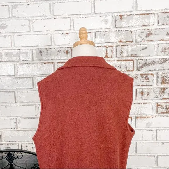 Cynthia Rowley Rust Burnt Orange Wool Blend Longline Duster Trench Vest M