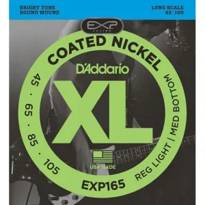 D'Addario EXP165 Set of 4 String Bass Coated Nickel 45 - 105 Gauge Long Scale