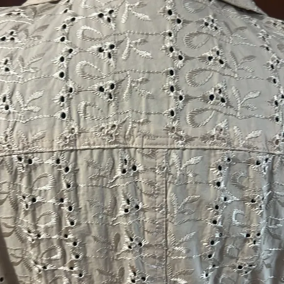 Dana Buchman Eyelet Embroidered Trench Coat