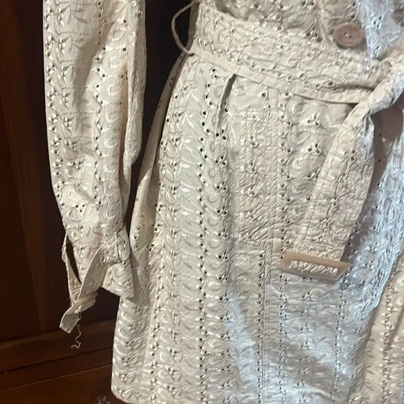 Dana Buchman Eyelet Embroidered Trench Coat