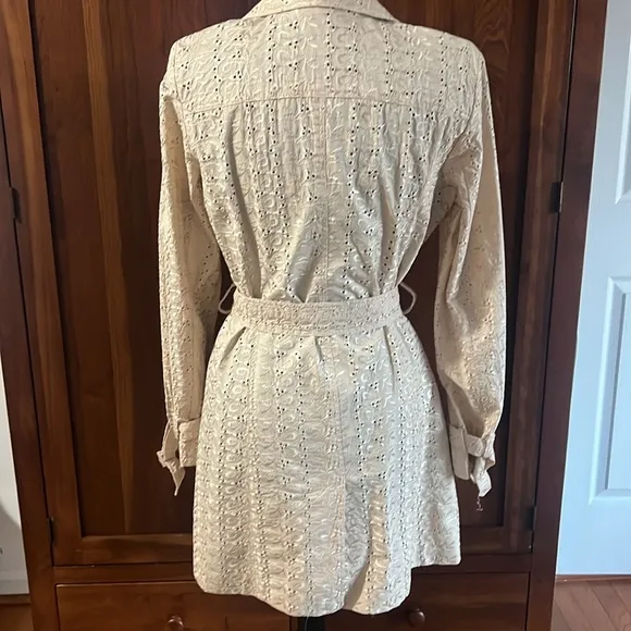 Dana Buchman Eyelet Embroidered Trench Coat