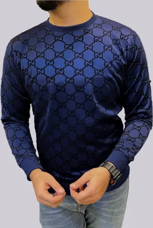 Dark Blue Polyster Sweatshirt for Men
