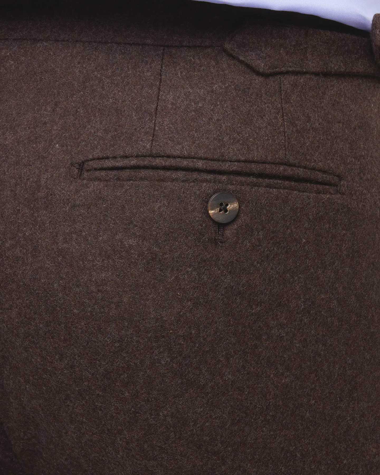 Dark Brown Single Pleat Flannel Trousers