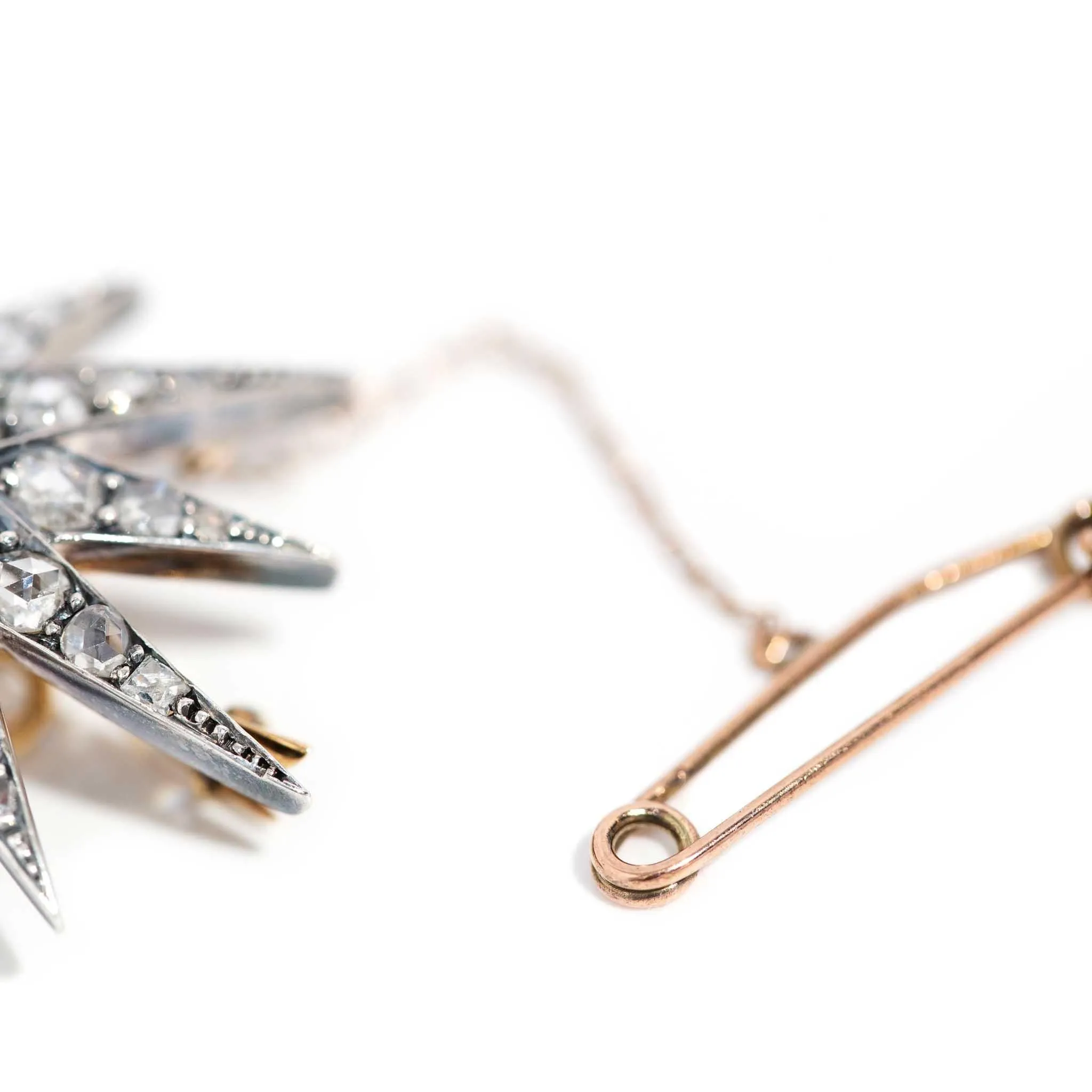 Darlina Georgian Diamond Brooch 9ct Gold & Silver