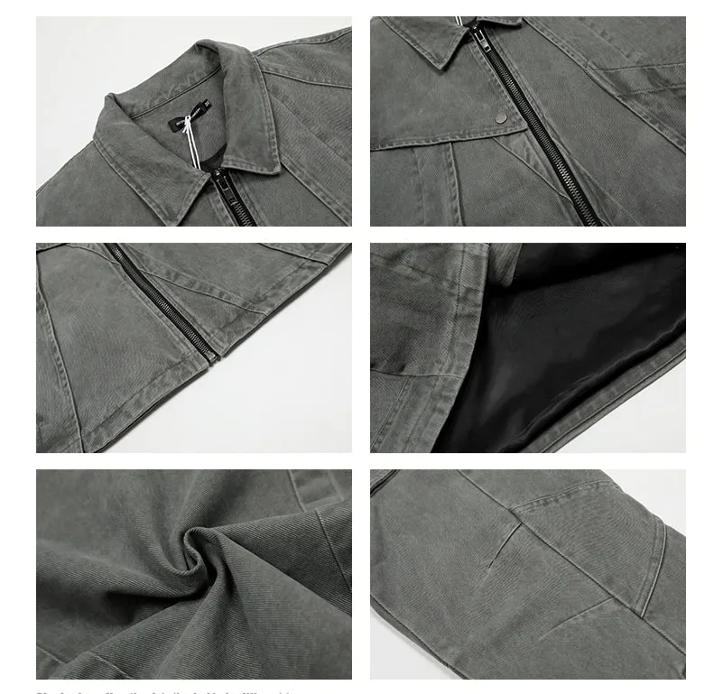 Deconstructed Denim Lapel Short Jacket