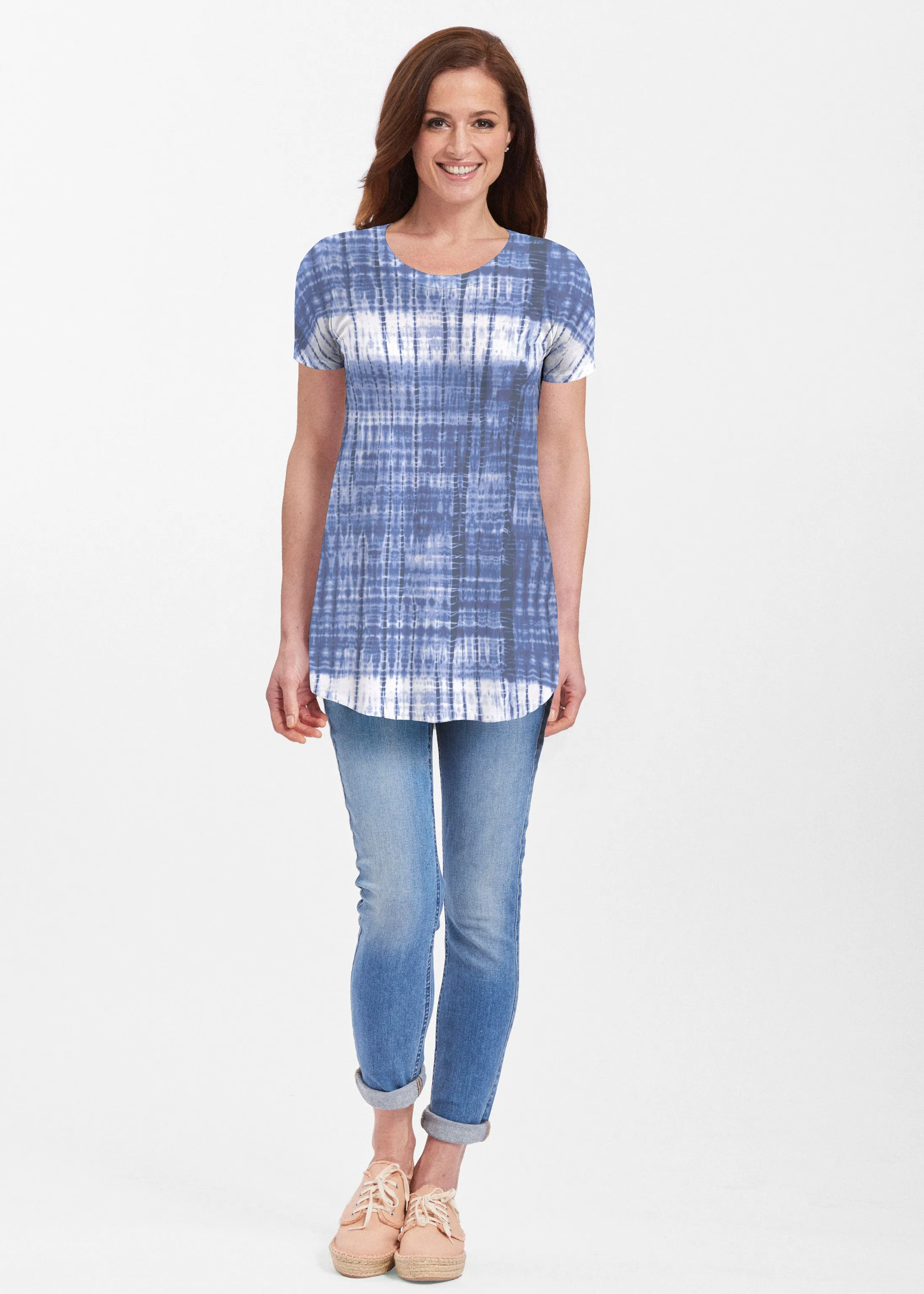 Denim Tie Dye (14230) ~ Butterknit Short Sleeve Tunic