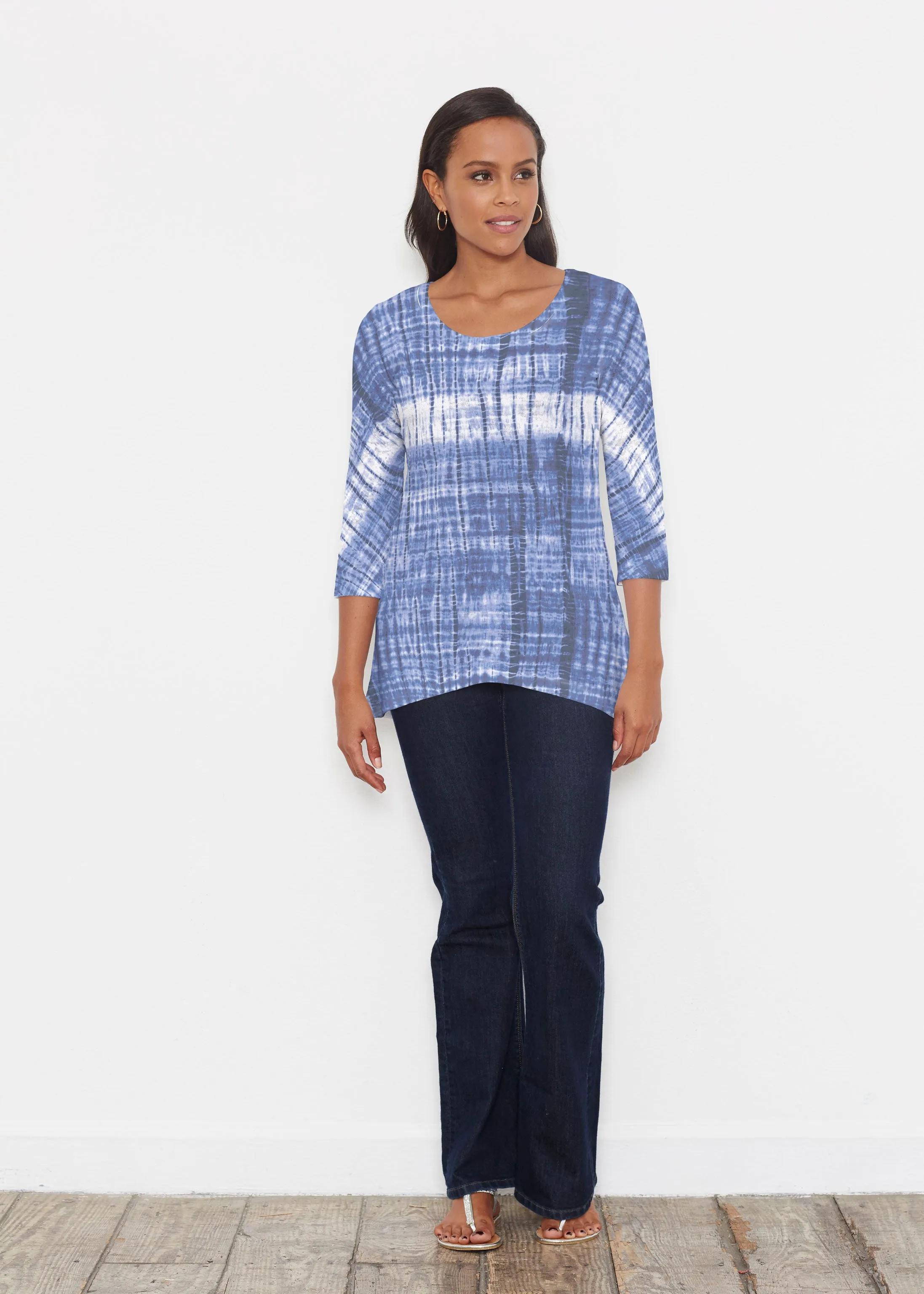 Denim Tie Dye (14230) ~ Katherine Hi-Lo Thermal Tunic