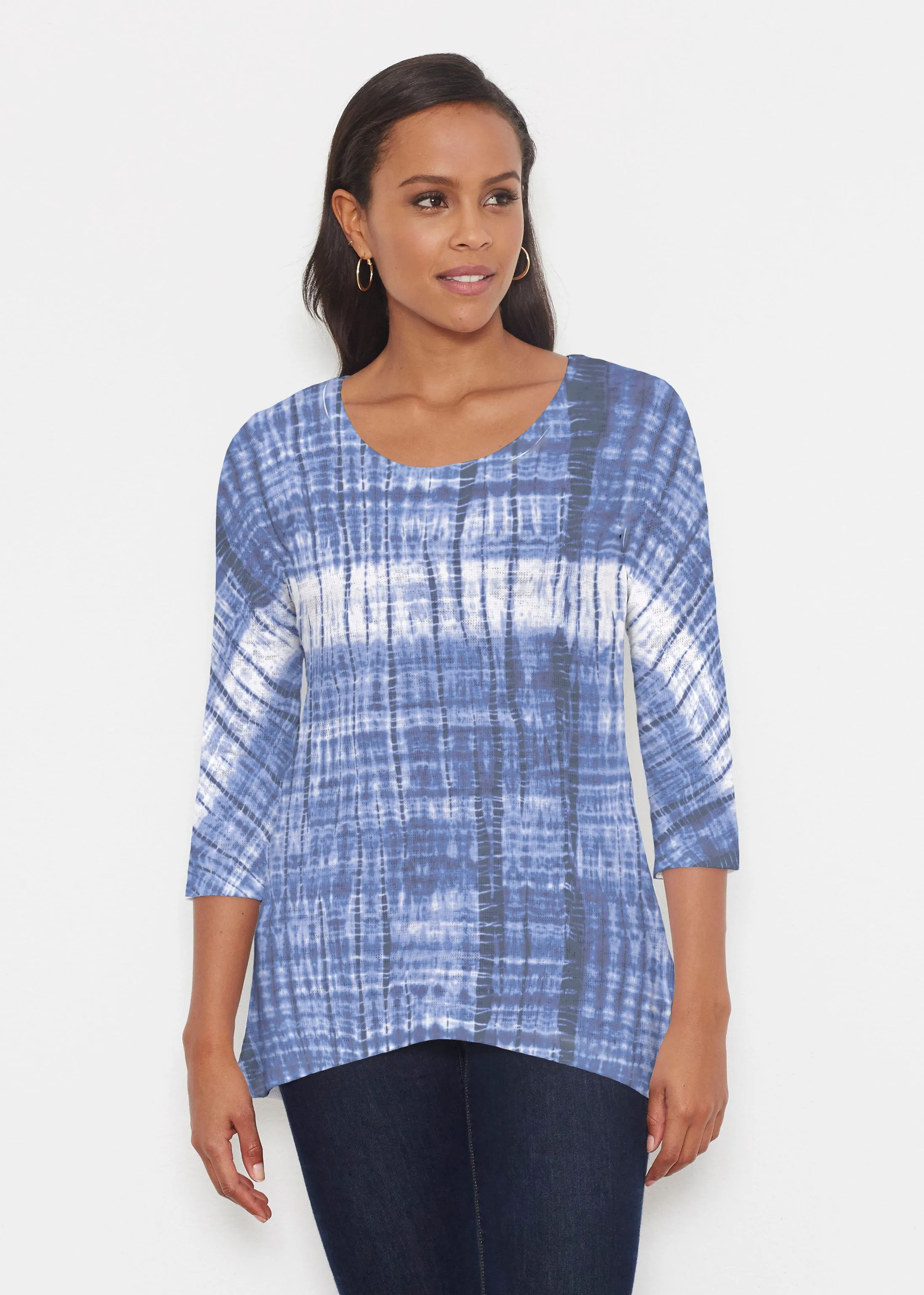Denim Tie Dye (14230) ~ Katherine Hi-Lo Thermal Tunic