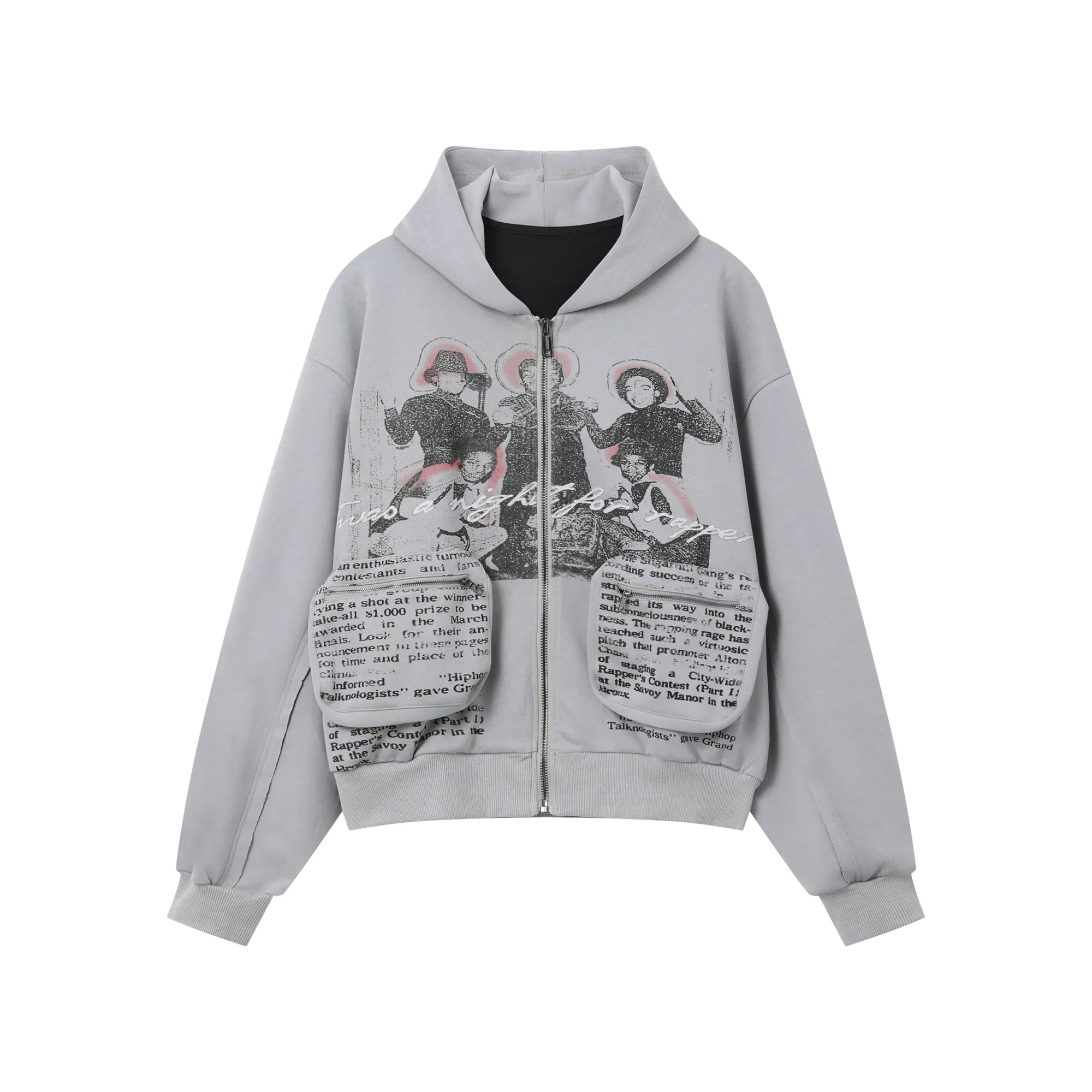 Distressed Hooded Sweatshirt Jacket