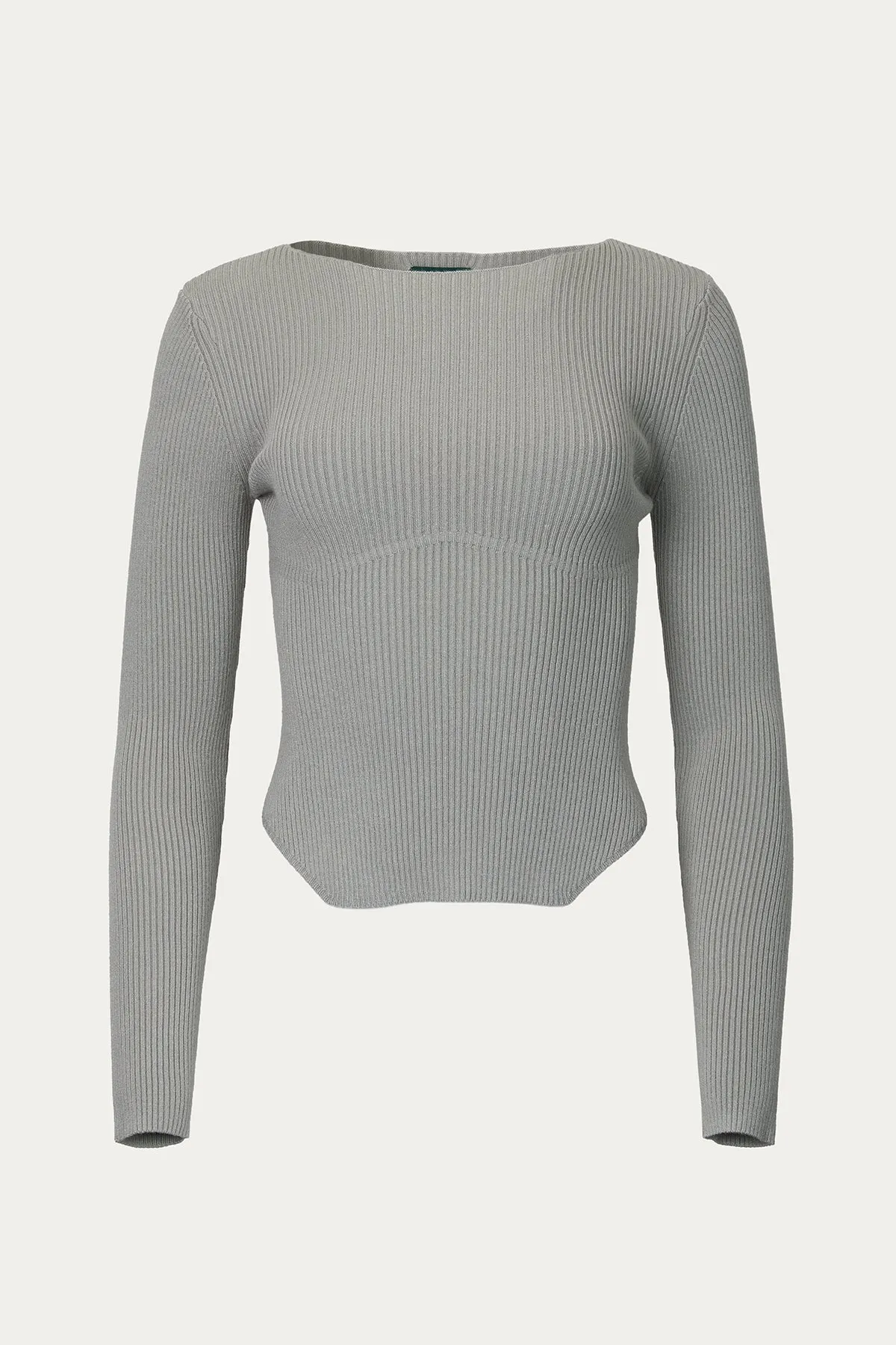 DOMO RIBBED VISCOSE-CREPE SWEATER TOP