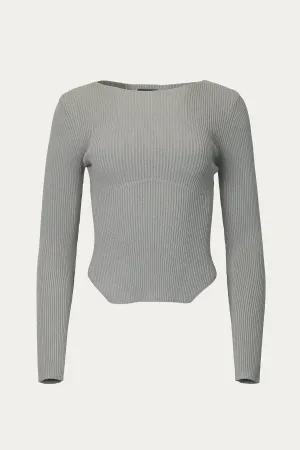 DOMO RIBBED VISCOSE-CREPE SWEATER TOP