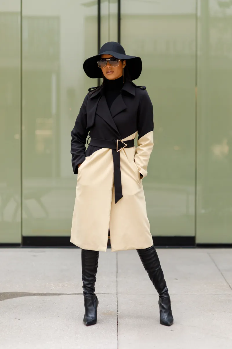Don't Be Shady - Black and Tan Color Block Coat