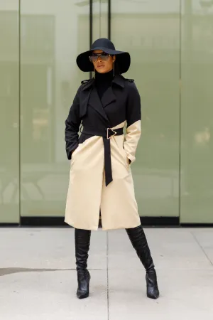 Don't Be Shady - Black and Tan Color Block Coat