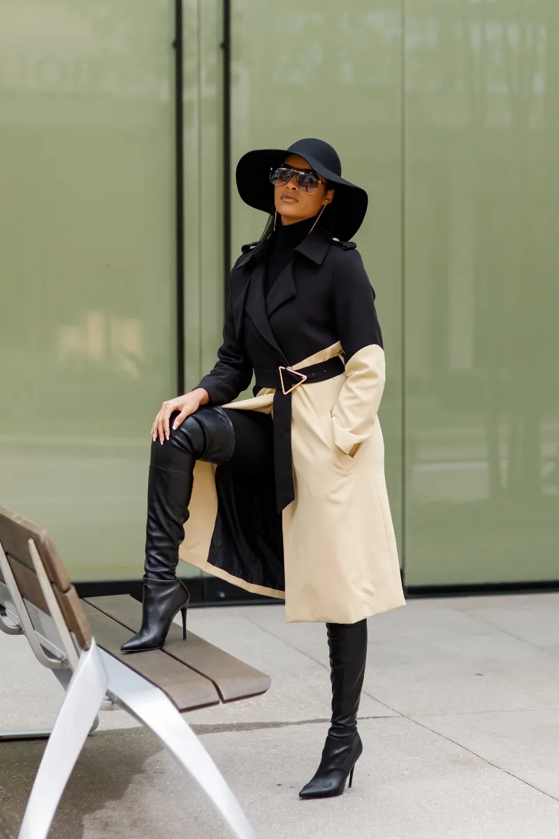 Don't Be Shady - Black and Tan Color Block Coat