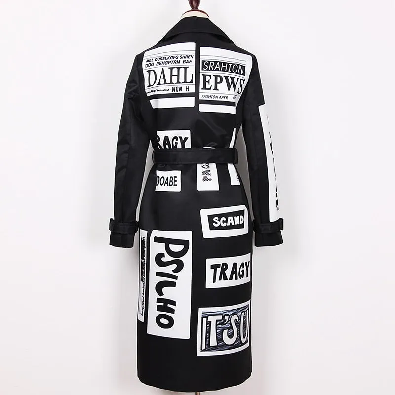 Double Breasted Belt Long Sleeve Women Windbreaker Jacket